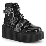 Lakkbőr 7,5 cm CREEPER-260 Creepers Bokacsizma Csat