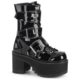 Lakkbőr 9,5 cm DemoniaCult RANGER-308 platform gótikus bokacsizma