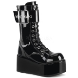Lakkbőr 9,5 cm PETROL-150 demoniacult csizma - unisex platform csizma
