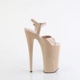 Lakkbőr beige 25,5 cm BEYOND-009 platform nagyon magas magassarkú pleaser