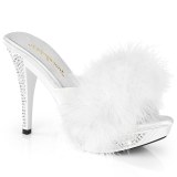 Műbőr 11,5 cm ELEGANT-401F prém papucs magassarkú Fehér