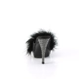 Műbőr 11,5 cm ELEGANT-401F prém papucs magassarkú fekete
