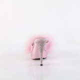 Műbőr 11,5 cm ELEGANT-401F prém papucs magassarkű rózsaszín