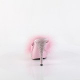 Műbőr 11,5 cm ELEGANT-401F prém papucs magassarkú rózsaszín