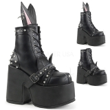 Műbőr 13 cm DEMONIA CAMEL-202 Gótikus Bokacsizma Szegecsekkel