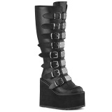 Műbőr 14 cm demonia széles borjú kitágít platform csizma