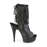 Műbőr 15 cm DELIGHT-1018RSF női rojtos magassarkú bokacsizma