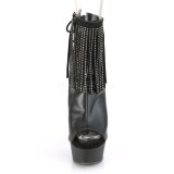 Műbőr 15 cm DELIGHT-1018RSF női rojtos magassarkú bokacsizma