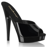 Műbőr 15 cm SULTRY-601 papucs magassarkű fekete
