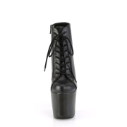 Műbőr 18 cm HEX-1005 bokacsizma magassarkú koponya