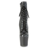 Műbőr 18 cm IRONGRIP-1020 bokacsizma magassarkú sárgaréz csülök