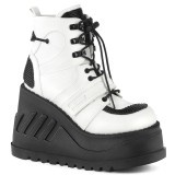 Műbőr Fehér 12 cm STOMP-13 Bokacsizma Éktalpú Platform