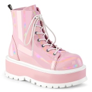 Műbőr boots 5 cm SLACKER-55 Rozsaszin bokacsizma női