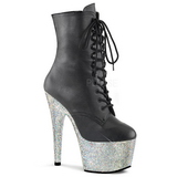 Műbőr strasszköves 18 cm BEJEWELED-1020-7 női platform bokacsizma