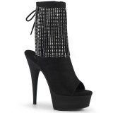 Művelúr 15 cm DELIGHT-1018RSF női rojtos magassarkú bokacsizma