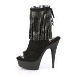 Művelúr 15 cm DELIGHT-1018RSF női rojtos magassarkú bokacsizma