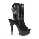 Művelúr 15 cm DELIGHT-1018RSF női rojtos magassarkú bokacsizma