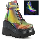Neon szivárvány 11,5 cm SHAKER-52 Gótikus Bokacsizma Éktalpú Platform