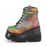 Neon szivárvány 11,5 cm SHAKER-52 Gótikus Bokacsizma Éktalpú Platform