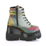 Neon szivárvány 11,5 cm SHAKER-52 Gótikus Bokacsizma Éktalpú Platform