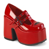 Piros 13 cm DemoniaCult CAMEL-55 Platform cipők vastag sarkú