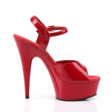 Piros 15 cm DELIGHT-609 platform pleaser magassarkú