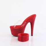 Piros 18 cm 712RS pleaser magassarkú boka mandzsetta strass platform