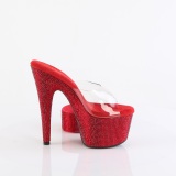 Piros 18 cm 712RS pleaser magassarkú boka mandzsetta strass platform