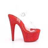 Piros 18 cm BEJEWELED-708DM strasszköves magassarkú platform