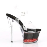 Piros 18 cm SKY-308WHG csillámos platform magassarkú női