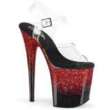 Piros 20 cm FLAMINGO-808SS csillámos platform magassarkú női