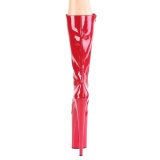 Piros 25 cm BEYOND-2020 női füzös csizma magassarkű
