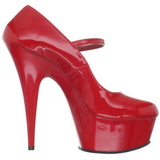 Piros Lakk 15 cm PLEASER DELIGHT-687 Platform Körömcipők