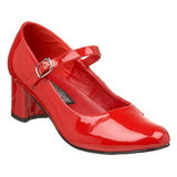 Piros Lakk 5 cm SCHOOLGIRL-50 iskoláslány tömbsarkú cipő pántos