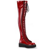 Piros Lakkbőr 5 cm EMILY-375 fűzős combcsizma
