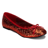 Piros STAR-16G Csillámos Lapos Balerina Cipők Női