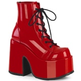 Piros Vegan 13 cm CAMEL-203 chunky demonia bokacsizma platform