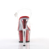 Piros csillámos 18 cm Pleaser ADORE-708G rúdtánc magassarkú cipő