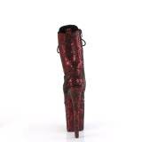 Piros kígyóminta 20 cm 1040SPF rúdtánc cipő - platform bokacsizma