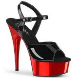 Piros krom platform 15 cm DELIGHT-609 pleaser magassarkú