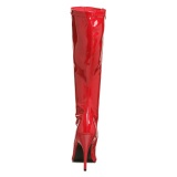 Piros lakkbőr hegyes orrú lakk csizma 16 cm SEDUCE-2000 térdig érő tűsarkú csizma