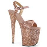 Réz 20 cm FLAMINGO-810LG csillámos platform magassarkú női