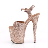 Réz 20 cm FLAMINGO-810LG csillámos platform magassarkú női