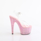 Rozsaszin 18 cm BEJEWELED-708RRS rúdtánc magassarkú cipő strass platform