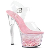 Rozsaszin 18 cm SKY-308WHG csillámos platform magassarkú női