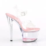 Rozsaszin 18 cm SKY-308WHG csillámos platform magassarkú női