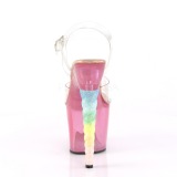 Rozsaszin 18 cm UNICORN-708T Akril platform magassarkú női