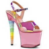 Rozsaszin 18 cm UNICORN-711T Akril platform magassarkú női