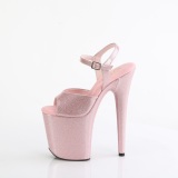 Rozsaszin 20 cm FLAMINGO-809GP csillámos platform szandal magassarkú