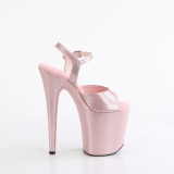 Rozsaszin 20 cm FLAMINGO-809GP csillámos platform szandal magassarkú